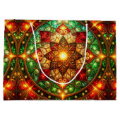 Green Red Decorative Holiday Gift Bag ラージペーパーバッグ (裏面)