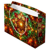 Green Red Decorative Holiday Gift Bag ラージペーパーバッグ (裏面アングル)