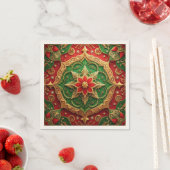 Green Red Decorative Holiday Napkin スタンダードカクテルナプキン (インサイチュ)