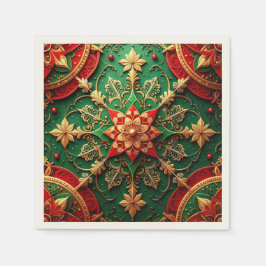 Green Red Decorative Holiday Napkin スタンダードカクテルナプキン