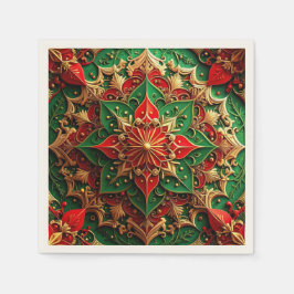 Green Red Decorative Holiday Napkin スタンダードカクテルナプキン
