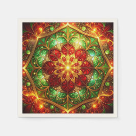 Green Red Decorative Holiday Napkin スタンダードカクテルナプキン