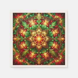 Green Red Decorative Holiday Napkin スタンダードカクテルナプキン