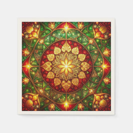 Green Red Decorative Holiday Napkin スタンダードカクテルナプキン