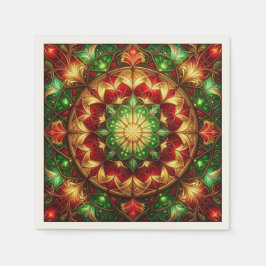 Green Red Decorative Holiday Napkin スタンダードカクテルナプキン