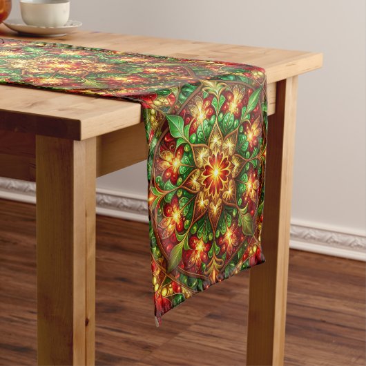 Green Red Decorative Holiday Table Runner ミディアムテーブルランナー (インサイチュ)