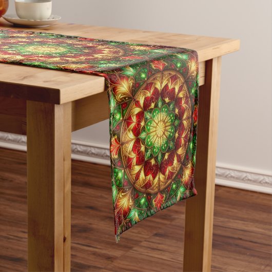 Green Red Decorative Holiday Table Runner ミディアムテーブルランナー (インサイチュ)