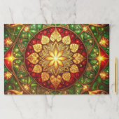 Green Red Decorative Holiday Tearaway Placemat ペーパーパッド (インサイチュ)