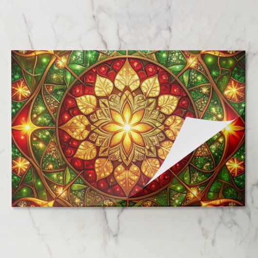 Green Red Decorative Holiday Tearaway Placemat ペーパーパッド (折り畳み)