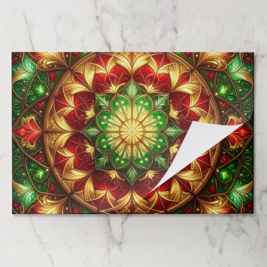 Green Red Decorative Holiday Tearaway Placemat ペーパーパッド (折り畳み)