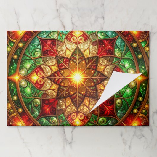 Green Red Decorative Holiday Tearaway Placemat ペーパーパッド (折り畳み)