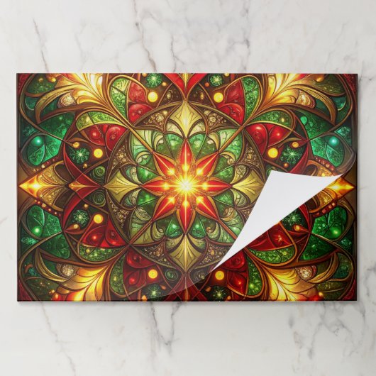 Green Red Decorative Holiday Tearaway Placemat ペーパーパッド (折り畳み)