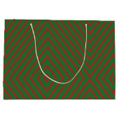 Green & Red Diagonal Lines Gift Bag ラージペーパーバッグ (裏面)
