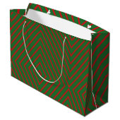 Green & Red Diagonal Lines Gift Bag ラージペーパーバッグ (裏面アングル)