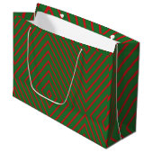 Green & Red Diagonal Lines Gift Bag ラージペーパーバッグ (正面アングル)
