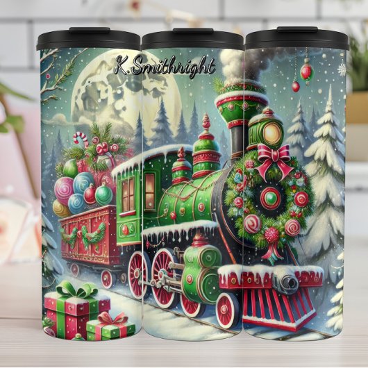 Green Red Festive Train Moonlit Gifts タンブラー