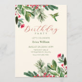 Green red floral birthday 招待状 (正面)