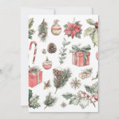 Green Red Floral Whimsical Watercolor Holiday Card (裏面)