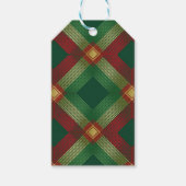 GREEN RED GOLD HOLIDAY PLAID PATTERN ギフトタグ (正面)
