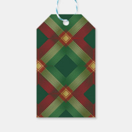 GREEN RED GOLD HOLIDAY PLAID PATTERN ギフトタグ