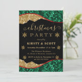 Green, Red & Gold Snowflake Christmas Party 招待状 (スタンド正面)