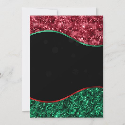 Green, Red & Gold Snowflake Christmas Party 招待状 (裏面)