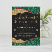 Green Red & Gold Snowflake Company Christmas Party 招待状 (スタンド正面)