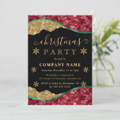 Green Red & Gold Snowflake Company Christmas Party 招待状 (スタンド正面)