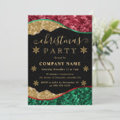 Green Red & Gold Snowflake Company Christmas Party 招待状 (スタンド正面)