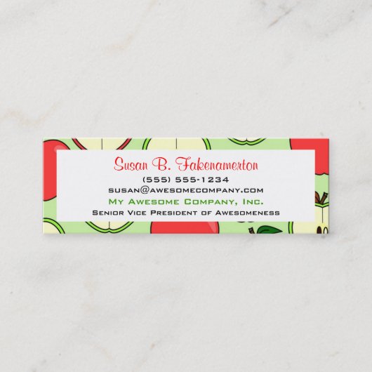 Green & Red Half AppleプリントSkinny名刺 スキニー名刺 (正面)