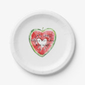 Green Red Heart Watermelon Birthday ペーパープレート (正面)