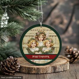 Green Red Merry Christmas Ornament Angel Keepsake オーナメント