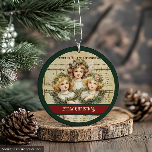 Green Red Merry Christmas Ornament Angel Keepsake オーナメント