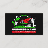 Green Red Modern Lawn Care Landscaping 名刺 (正面)