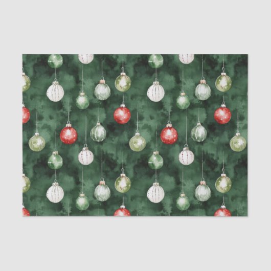 Green Red Ornaments Christmas 薄葉紙 (正面)