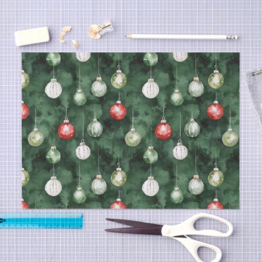 Green Red Ornaments Christmas 薄葉紙 (クラフト)