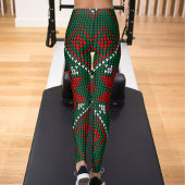 Green Red Pattern Ultra Soft Womens Christmas Gift レギンス