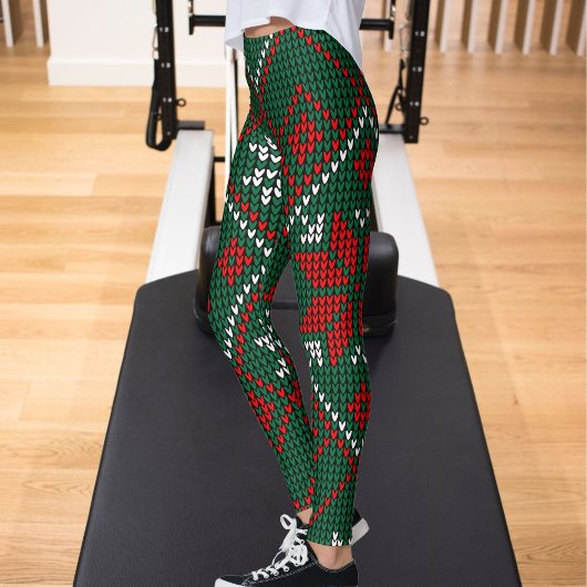 Green Red Pattern Ultra Soft Womens Christmas Gift レギンス