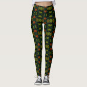 Green & Red PatternedFloral Mosaic Women's Legging レギンス (正面)