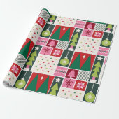 Green Red Pink Geometric Modern Christmas Wrapping ラッピングペーパー (アンロールド)