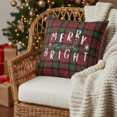 Green Red Plaid Christmas Decorative Throw Pillow クッション