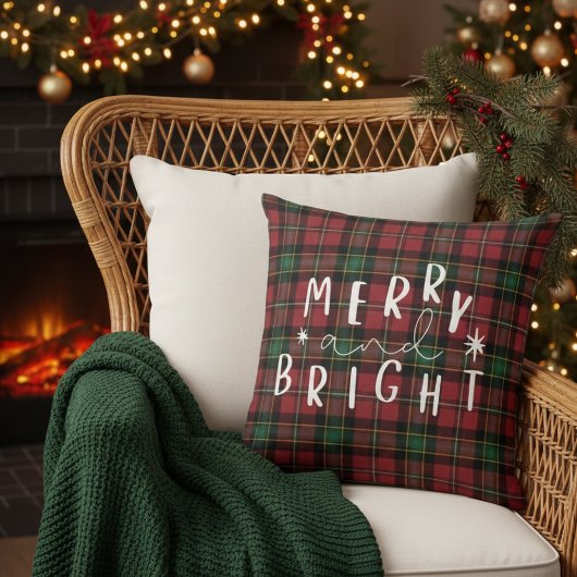 Green Red Plaid Christmas Decorative Throw Pillow クッション