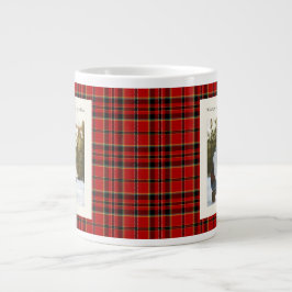 Green Red Plaid Monogram 2 Photo Rustic Christmas ジャンボコーヒーマグカップ