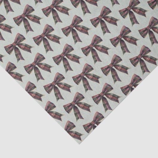 Green Red Plaid Stripes Bows Christmas 薄葉紙 (詳細)