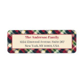 Green Red Tartan Plaid Custom Christmas Holiday ラベル (正面)