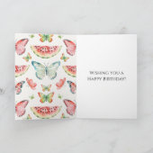 Green Red Watermelon Blue Butterflies Birthday カード (内部)