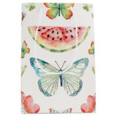 Green Red Watermelon Blue Butterflies Birthday ミディアムペーパーバッグ (正面)
