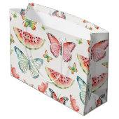Green Red Watermelon Blue Butterflies Birthday ラージペーパーバッグ (裏面アングル)