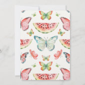 Green Red Watermelon Blue Butterflies Birthday 招待状 (裏面)