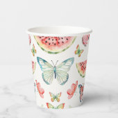 Green Red Watermelon Blue Butterflies Birthday 紙コップ (裏面)
